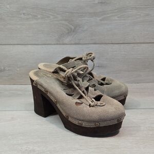 Vintage Sbicca Women's Suede Platform Sandals Heels Sz 7M